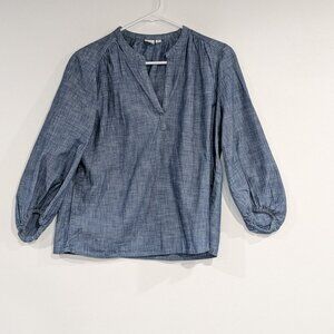 Gap 3/4 Sleeve Chambray Easy Popover Blouse Blue Size XS